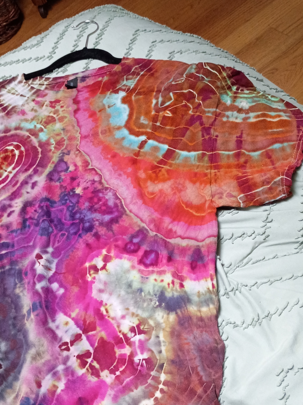 Vibrant Tie-Dye XL Short Sleeve Tee - Pink Orange Multi
